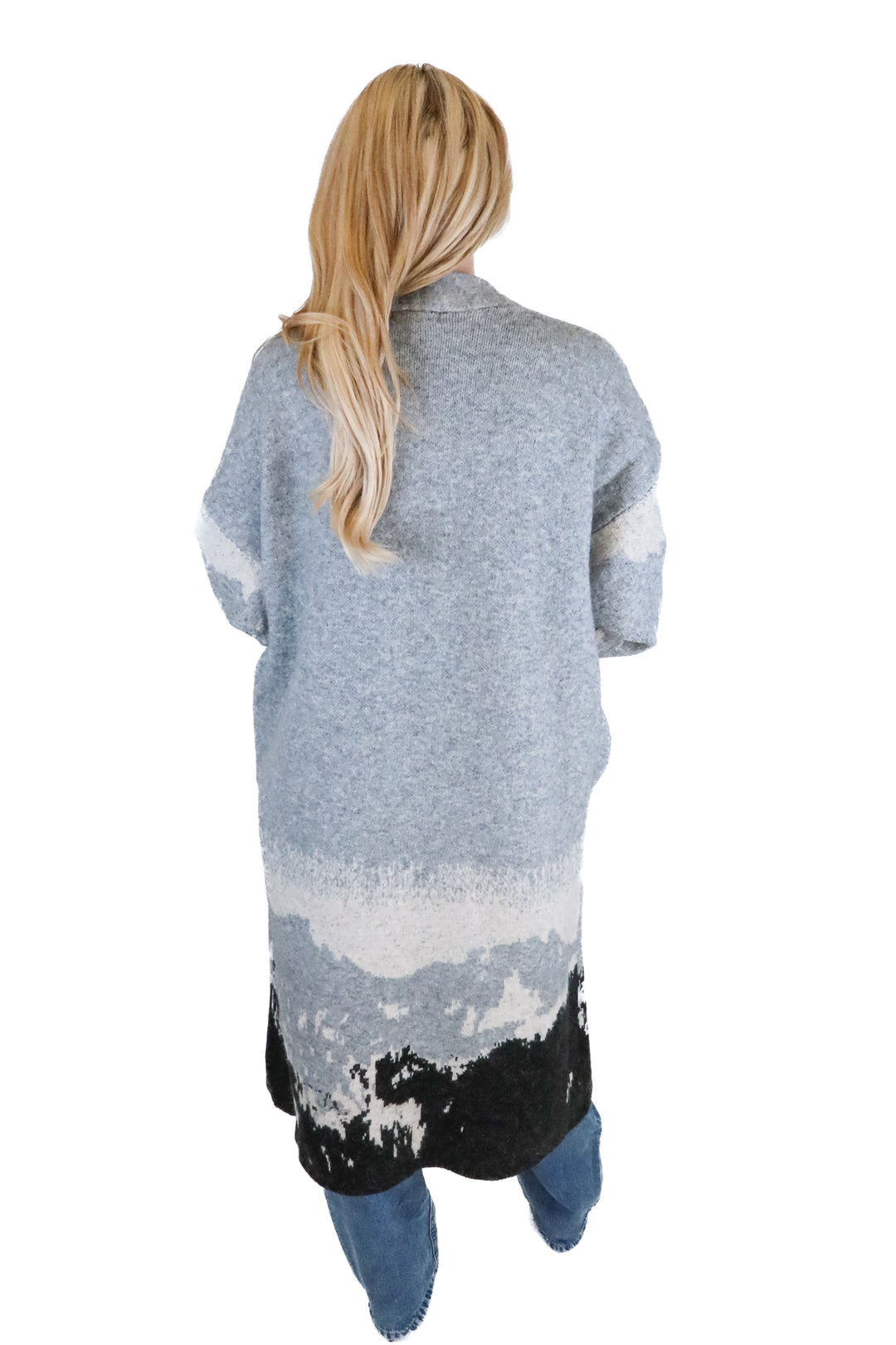 Promesa gray/white/black knitted cardigan (S)