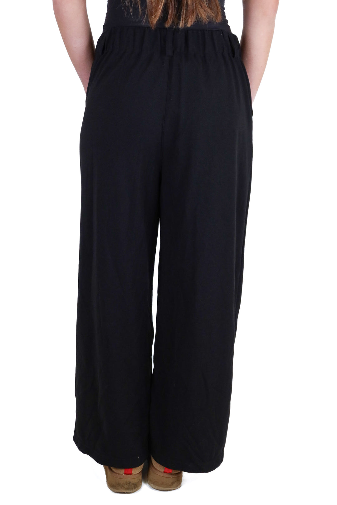 halara black waffle knit pull on trousers NWT (S; retail $49.95)