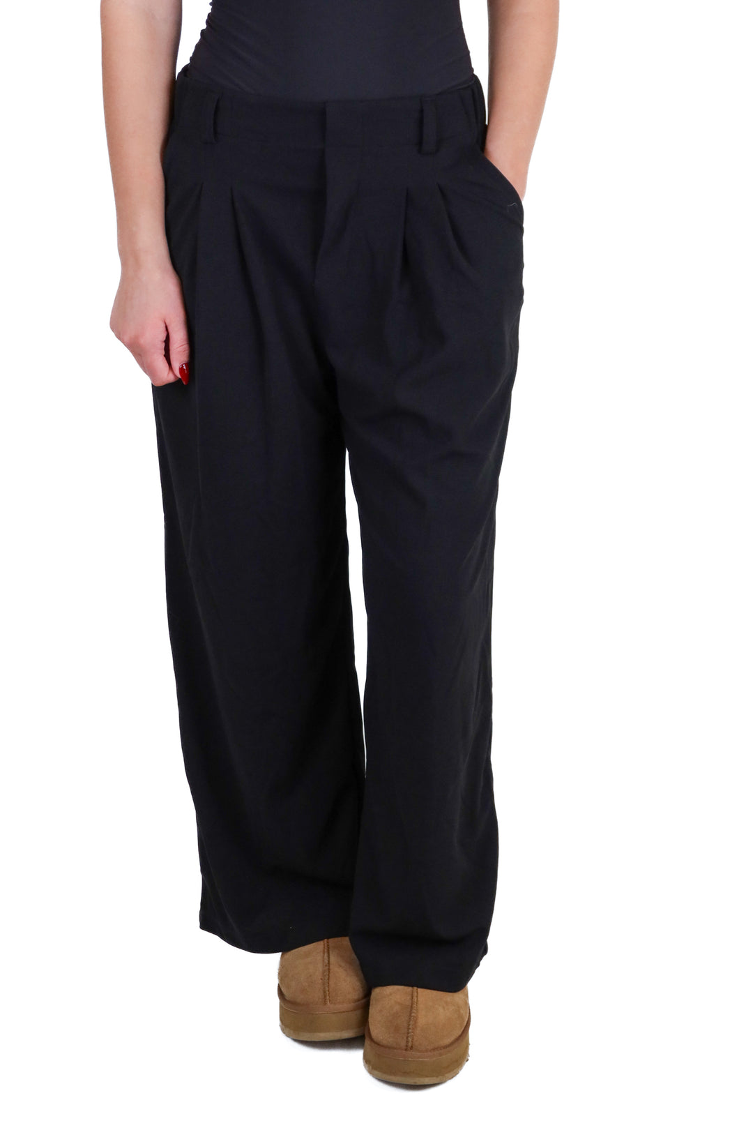 halara black waffle knit pull on trousers NWT (S; retail $49.95)