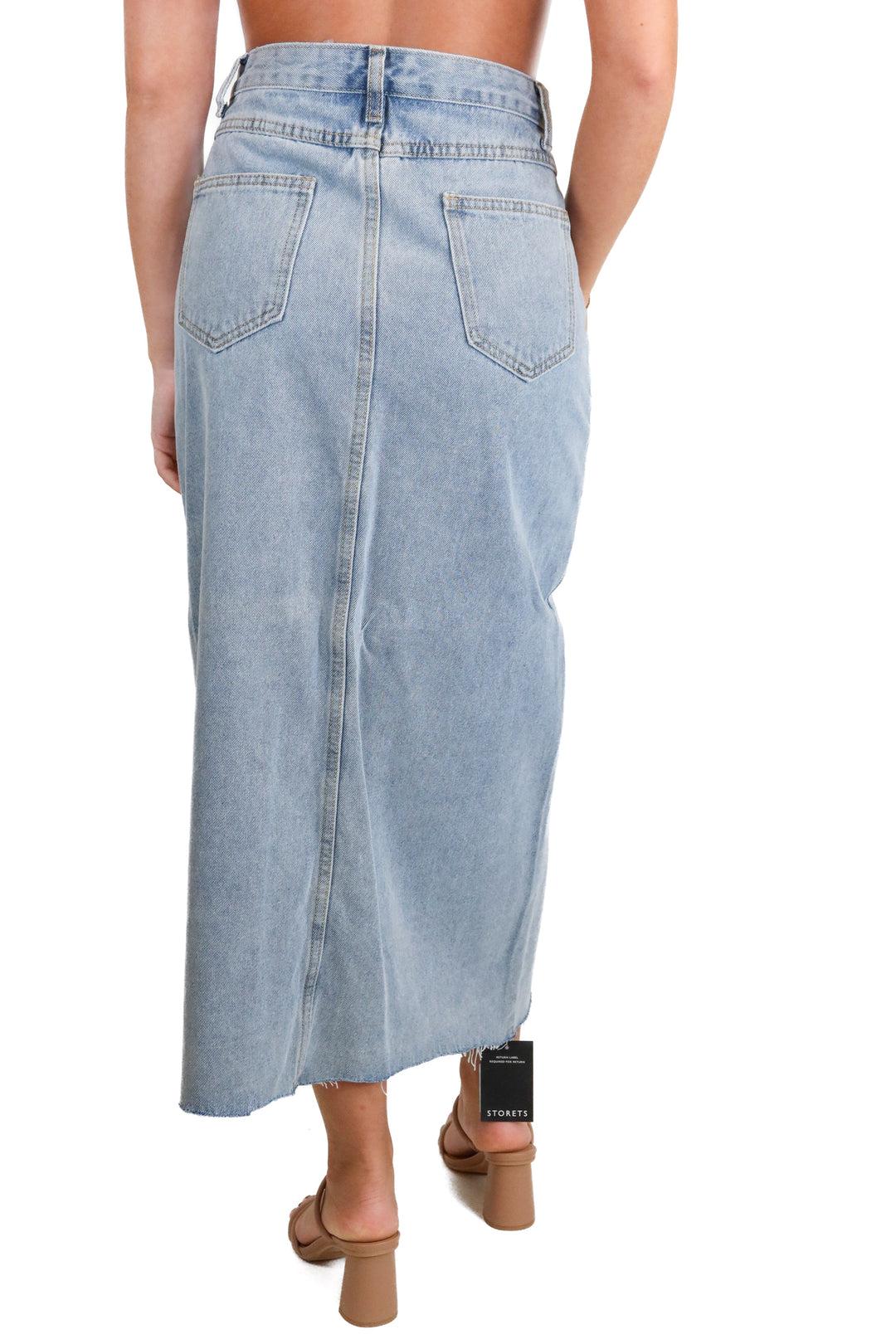 storets light wash denim midi skirt (s) NWT