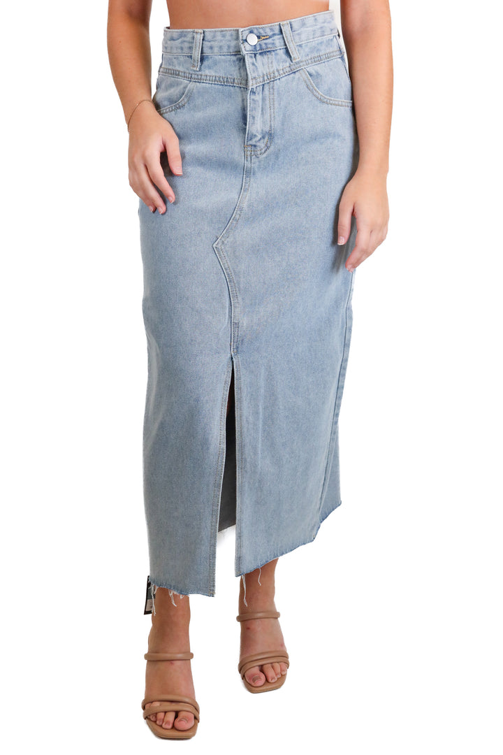 storets light wash denim midi skirt (s) NWT