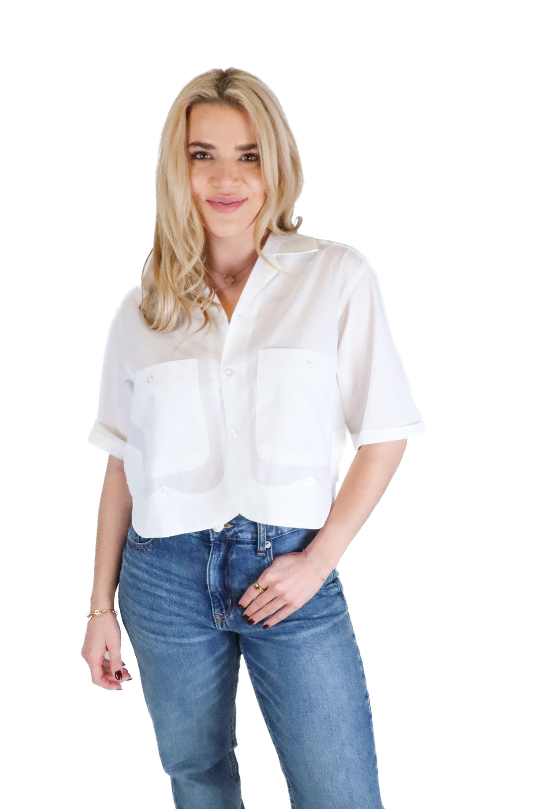 Elwood white cropped button down NWT (M; retails for $75)