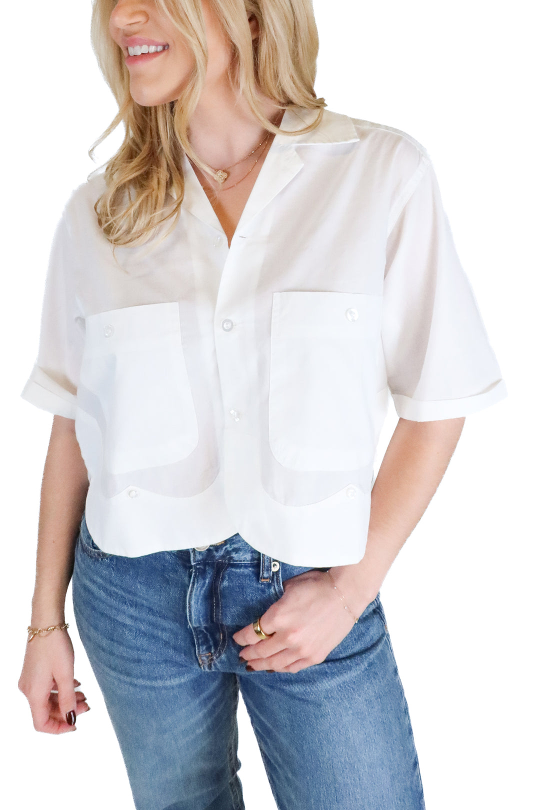 Elwood white cropped button down NWT (M; retails for $75)