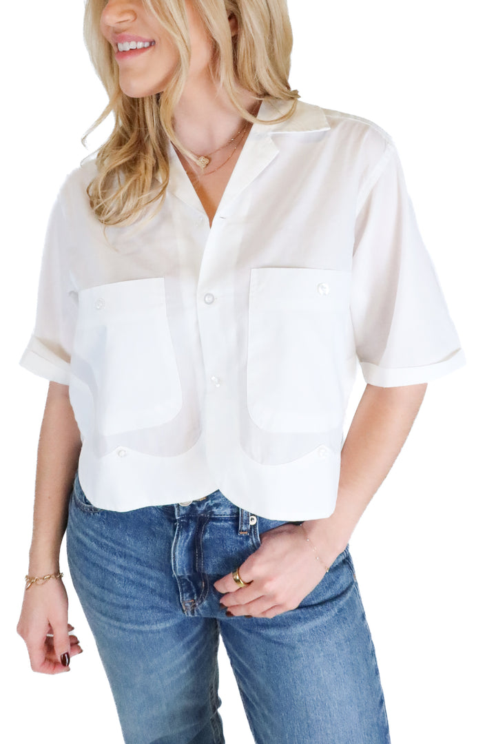 Elwood white cropped button down NWT (M; retails for $75)