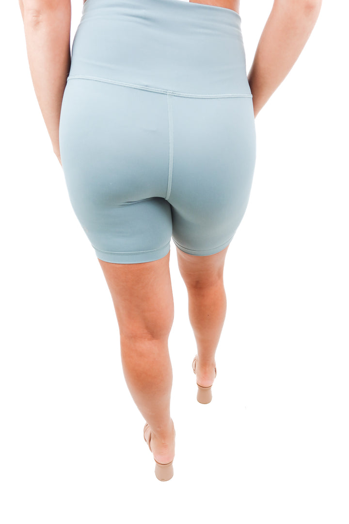 Lululemon sage green exercise shorts (6; retail $88)
