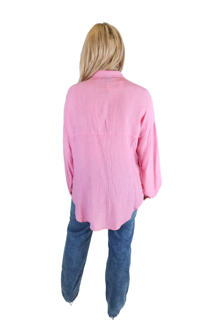 Vici pink textured button down (M)