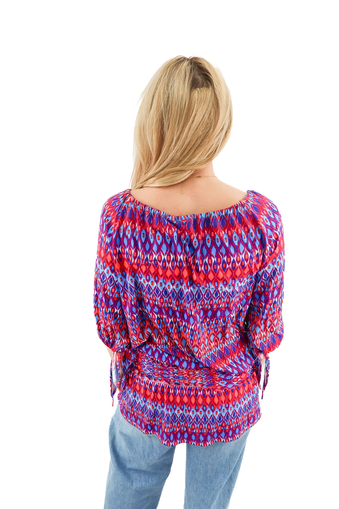la blanca multicolor short sleeve swim cover up top (S)