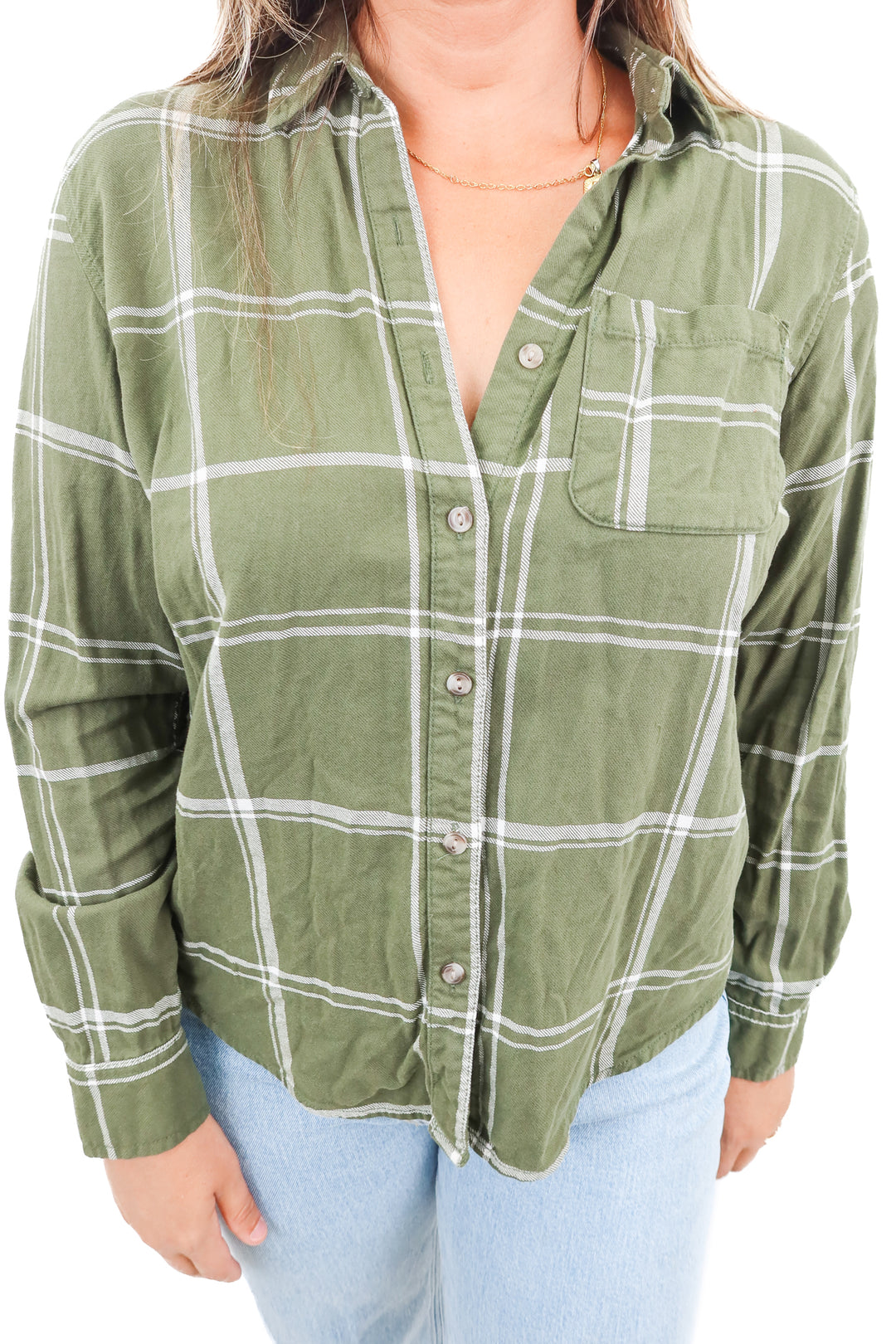 universal threads green flannel (s)