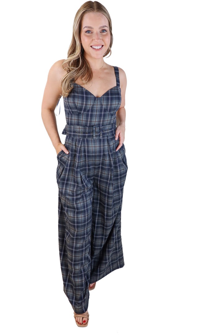 Vici grey plaid jumpsuit (s; retails for $78)