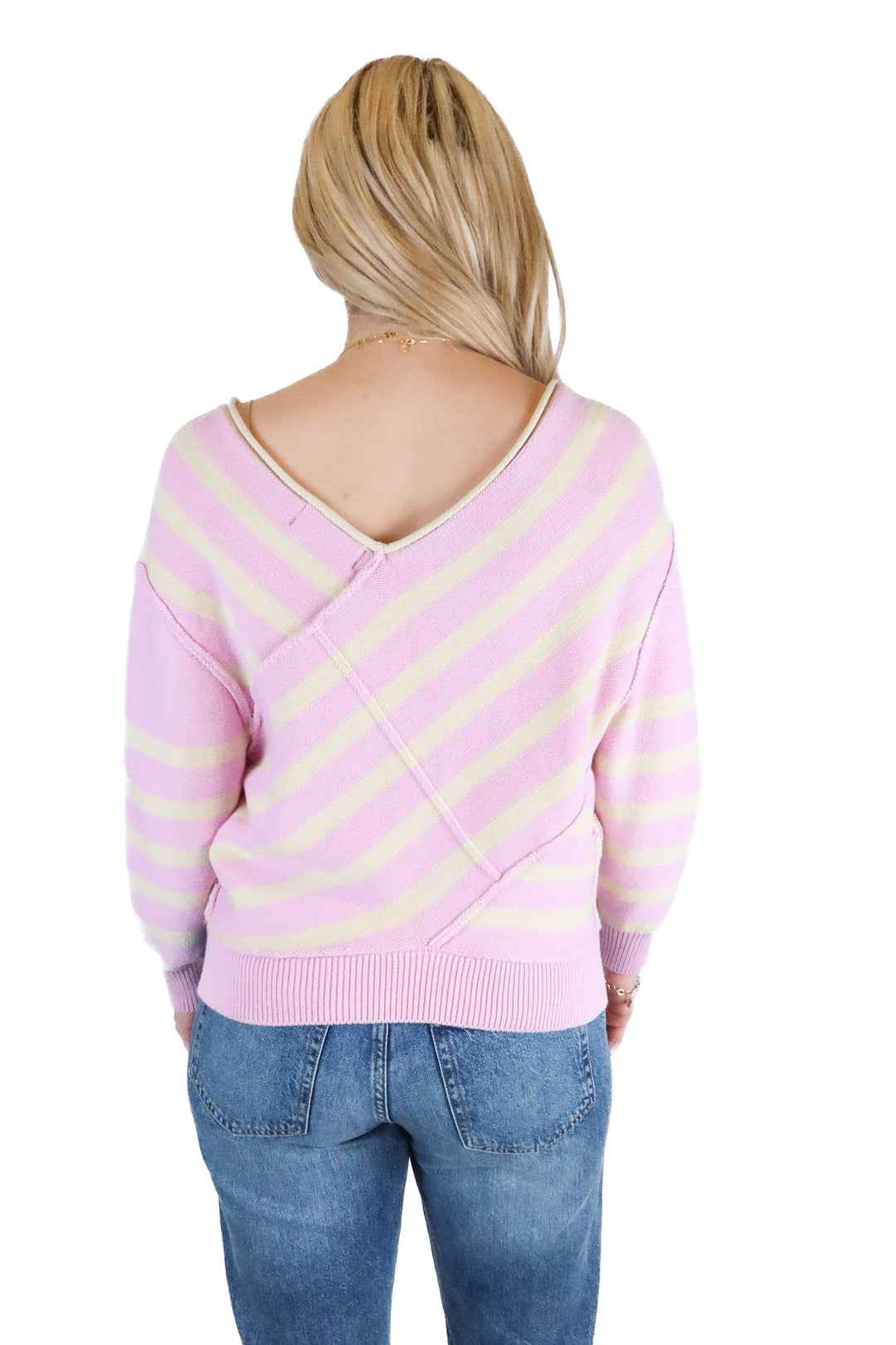 Free People pink/yellow striped sweater NWT (S; $128)