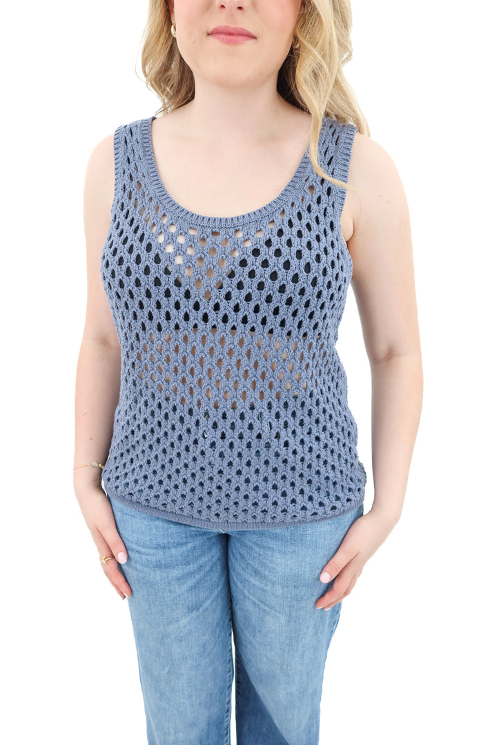 madewell blue crochet tank (l; retail $59)