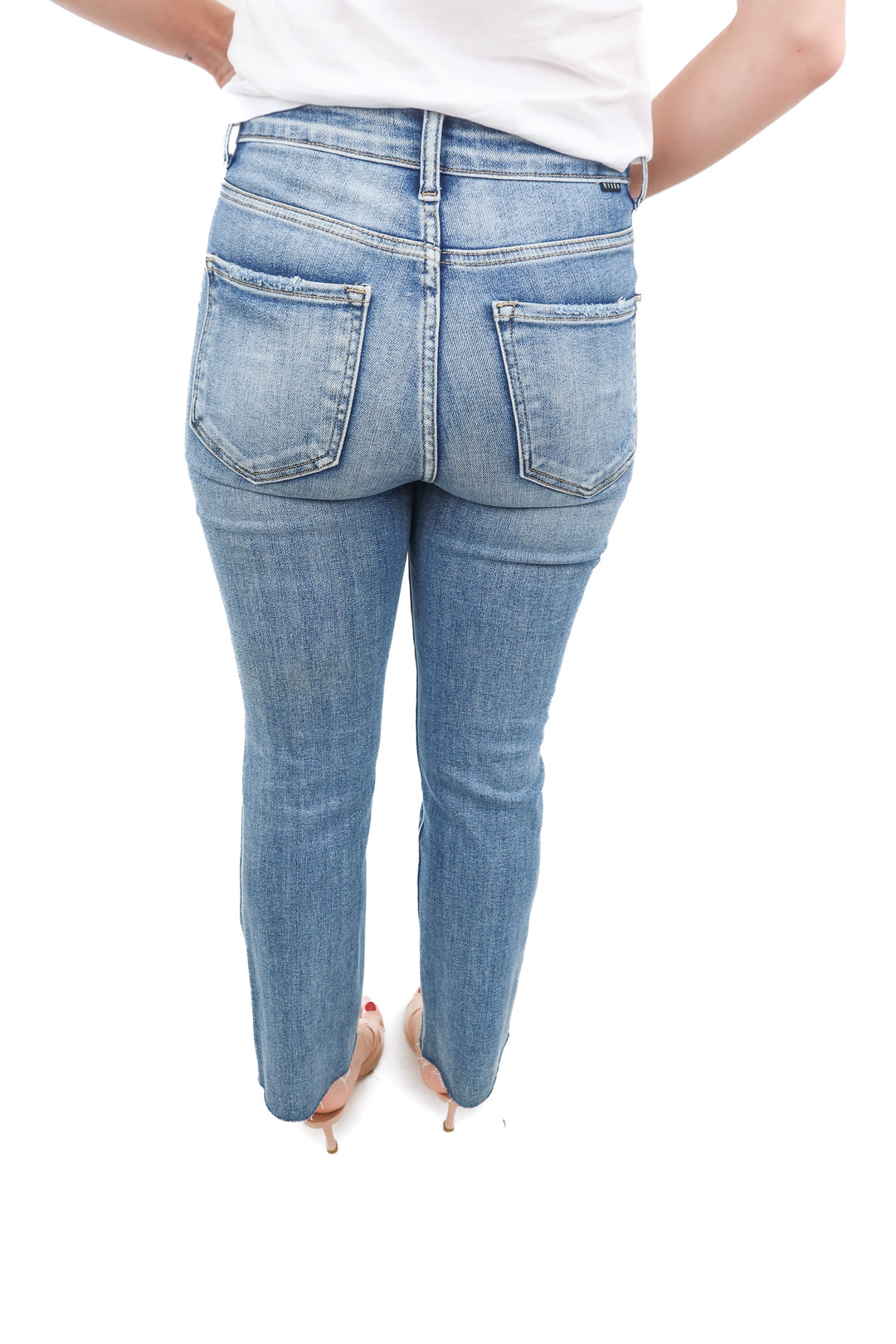Risen Jeans medium wash straight leg jeans (1; retail $74)