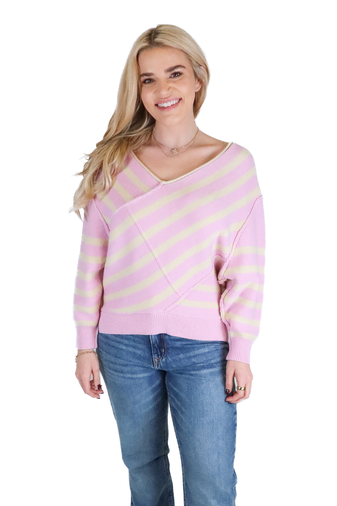 Free People pink/yellow striped sweater NWT (S; $128)