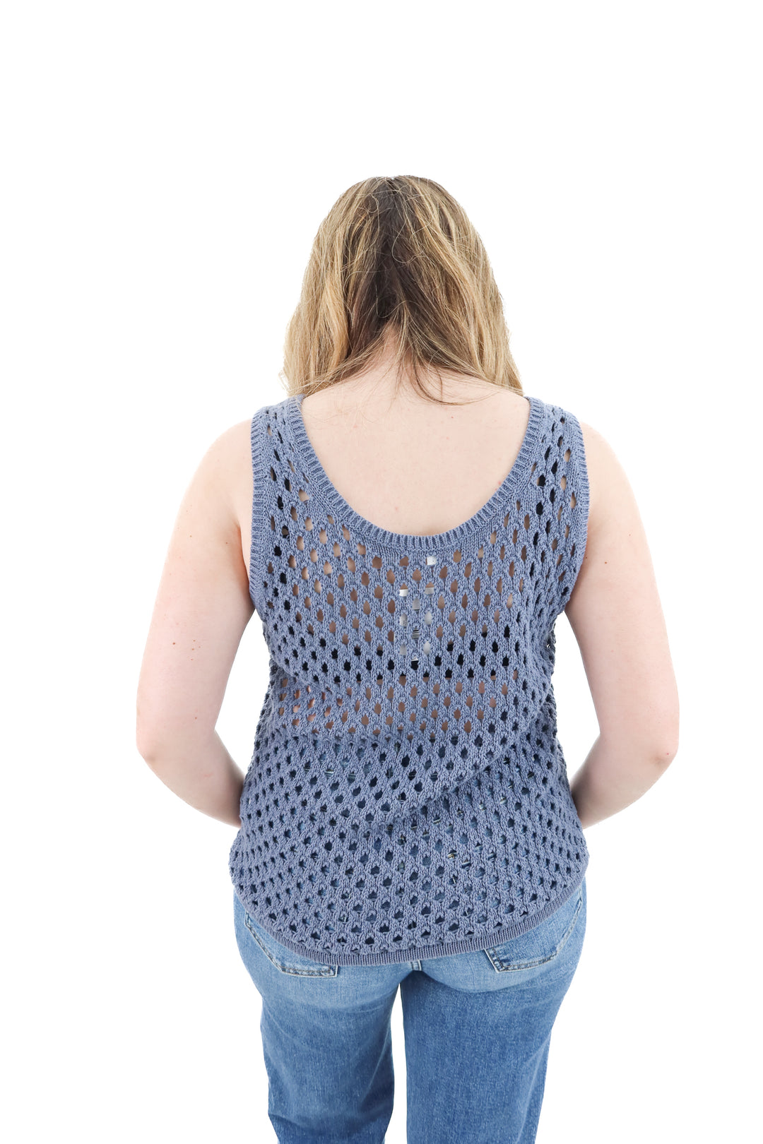 madewell blue crochet tank (l; retail $59)