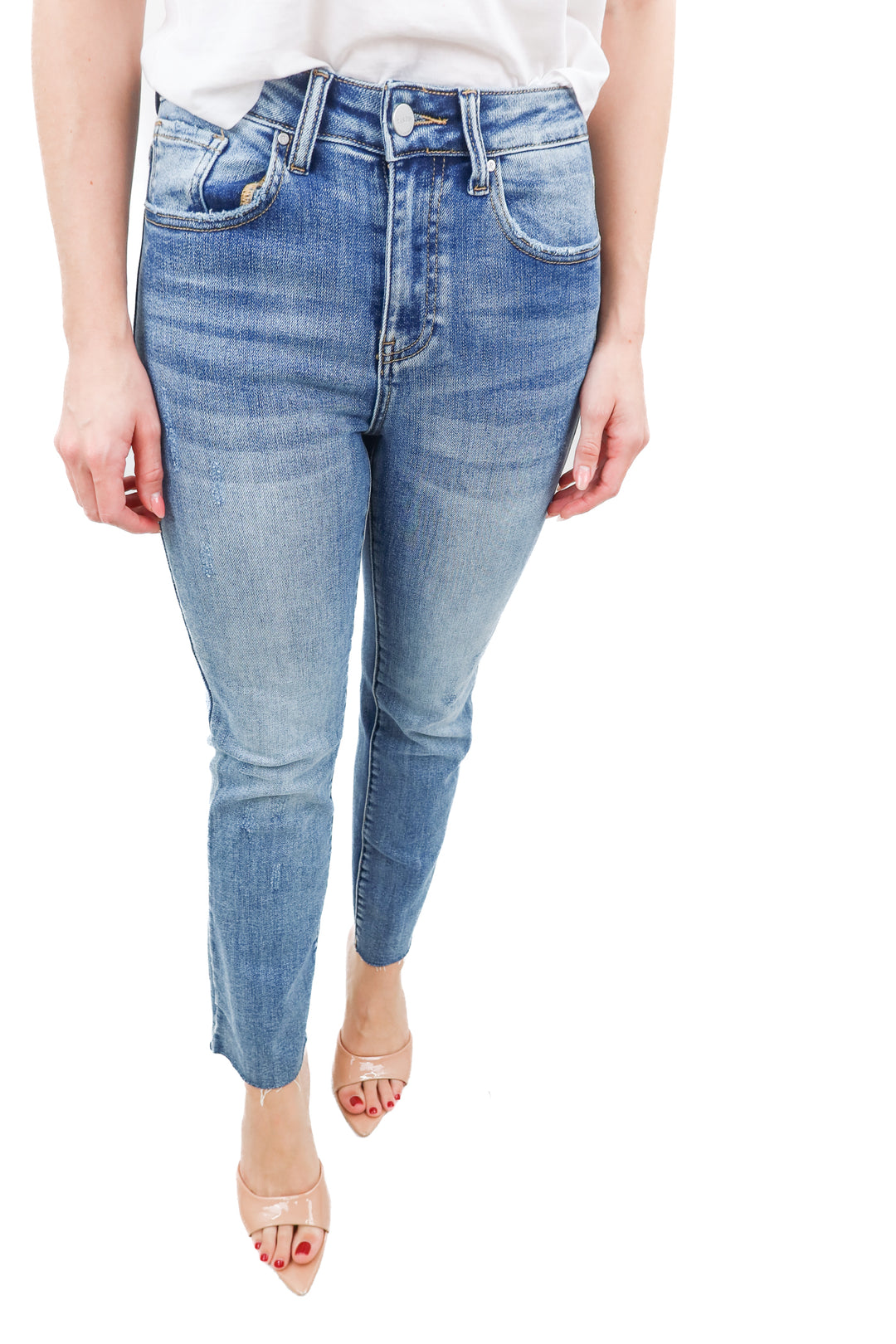 Risen Jeans medium wash straight leg jeans (1; retail $74)