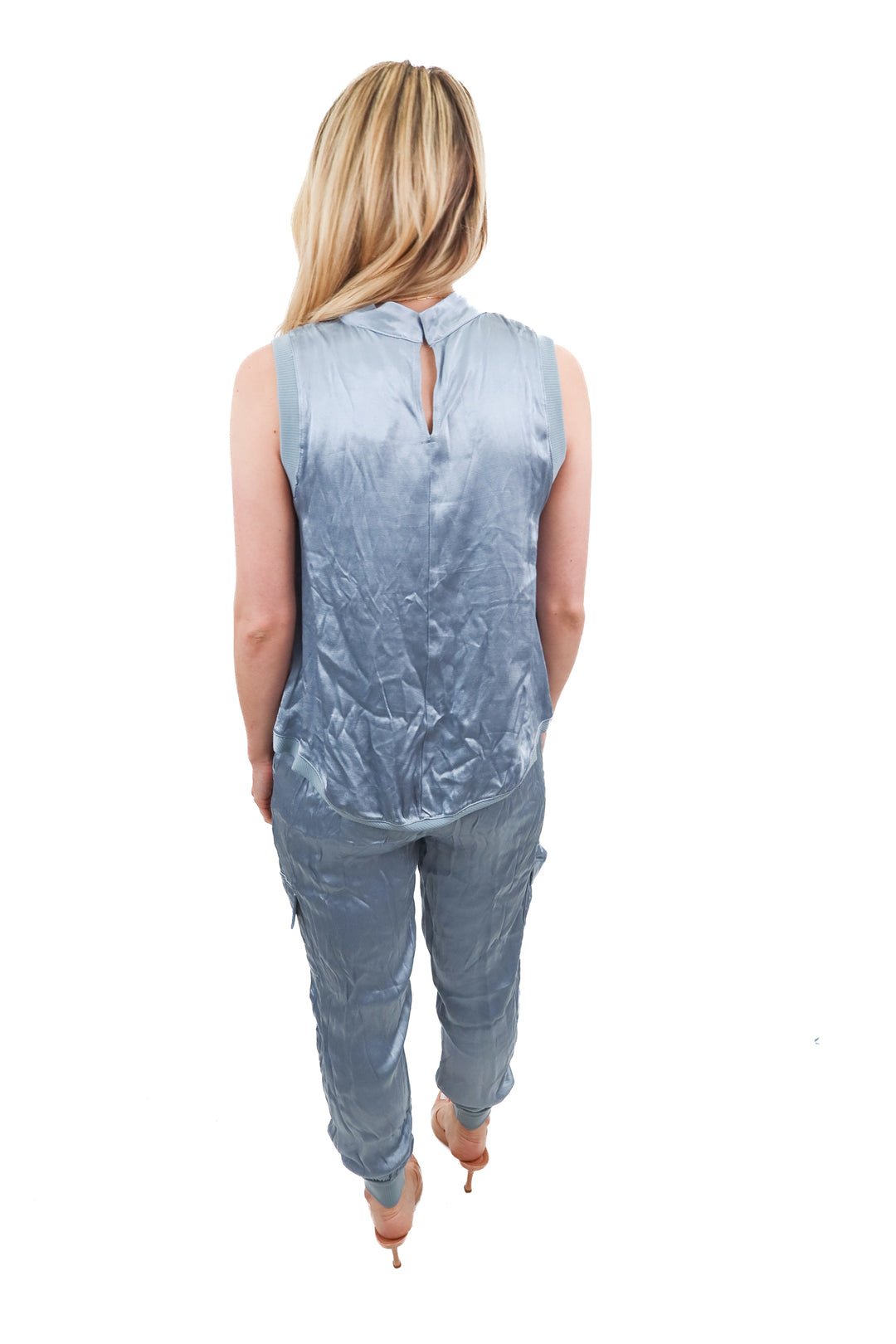 fab'rik blue satin set (s; retail $110)