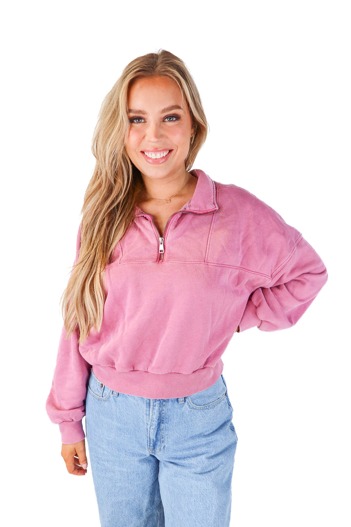 abercrombie & fitch purple quarter zip (m; retail $70)