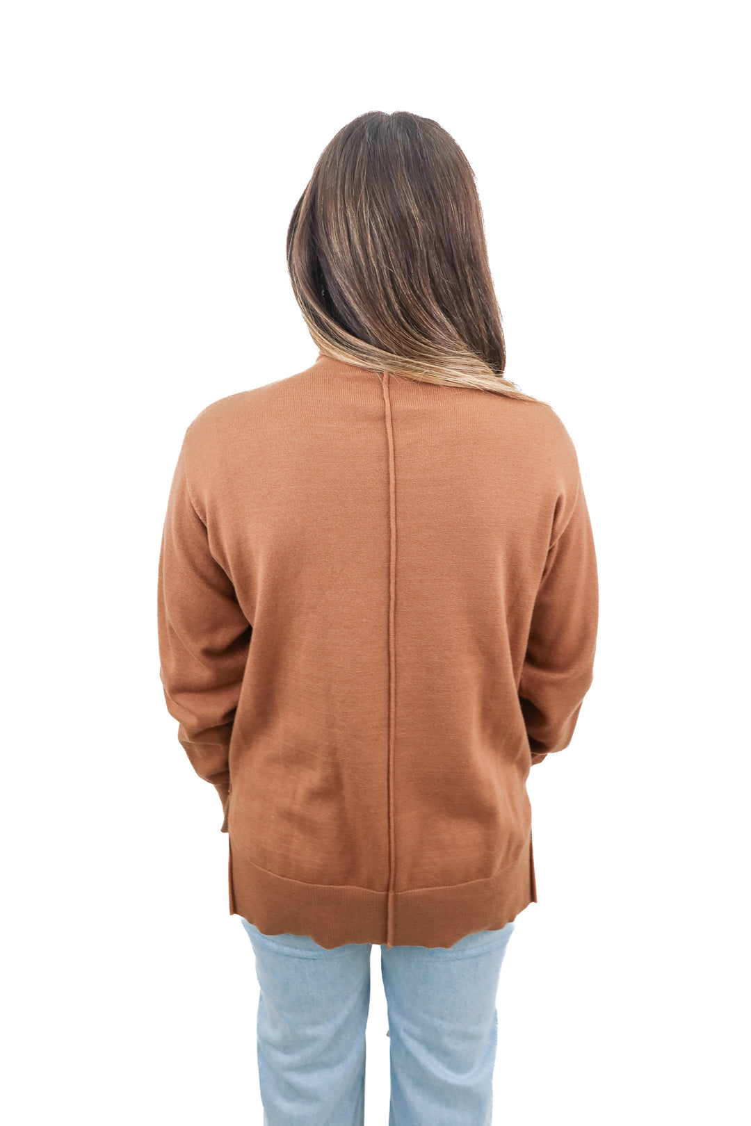 brown mockneck long sleeve sweater (m)