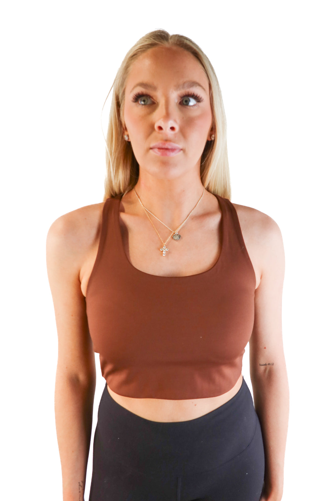 Girlfriend collective brown active tank (m; retail $56)
