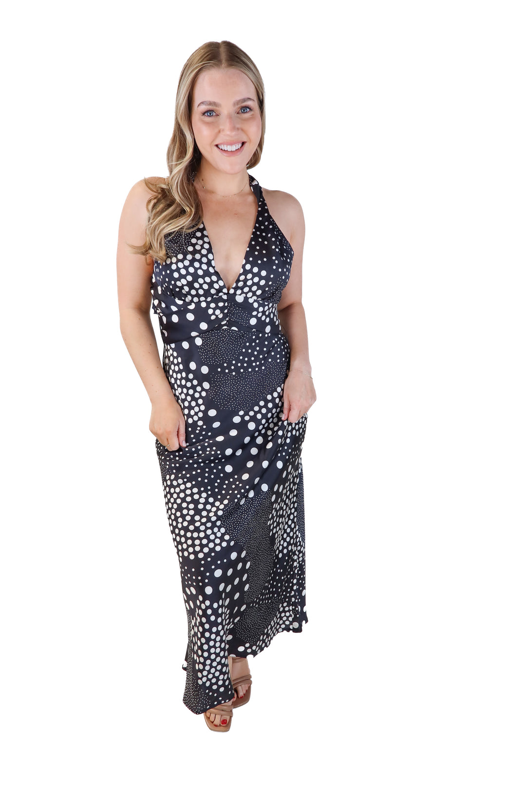 Vici exclusive black polka dot halter dress NWT (s; retails for $78)