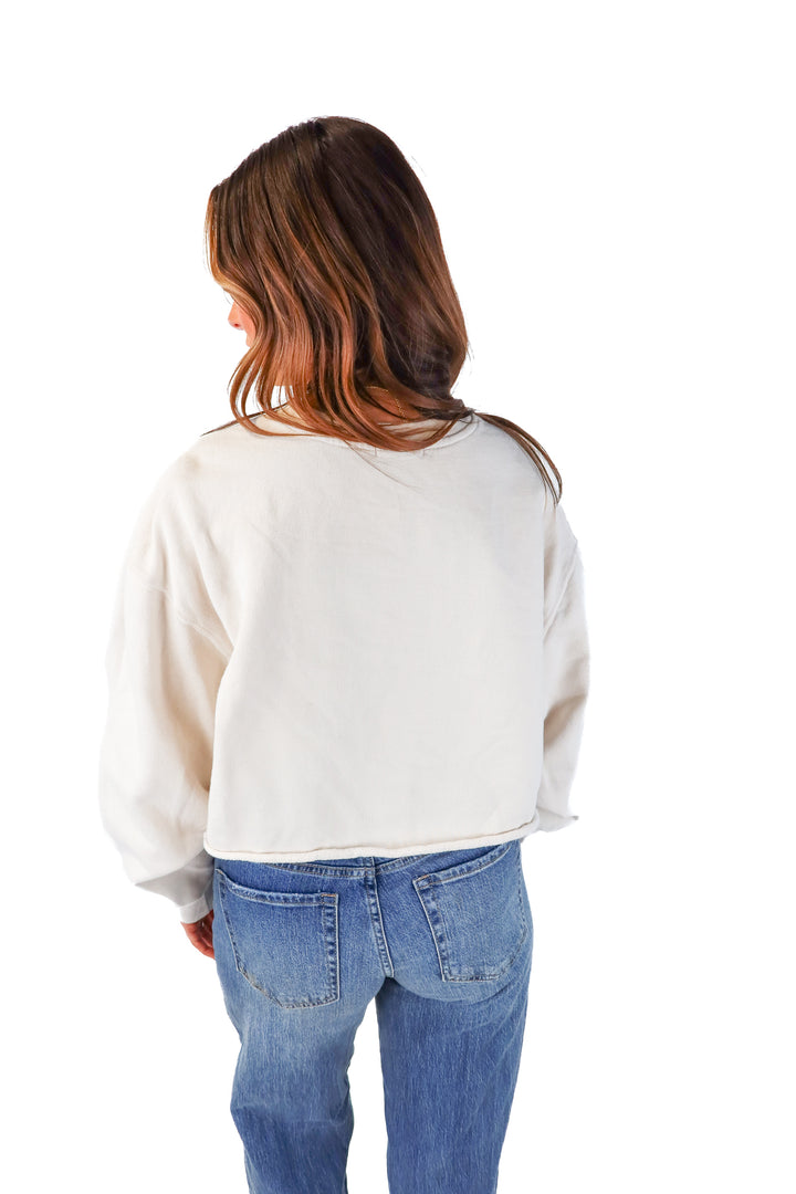 good american tan cropped crewneck (2; retail $109)
