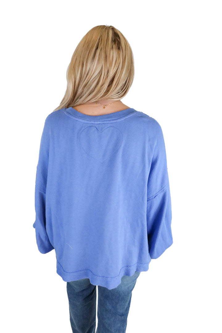 free people blue oversized pullover (s)