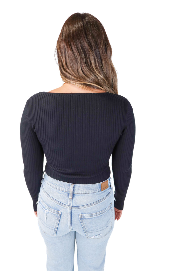 abercrombie & fitch black ribbed bodysuit NWT (m; retails $70)