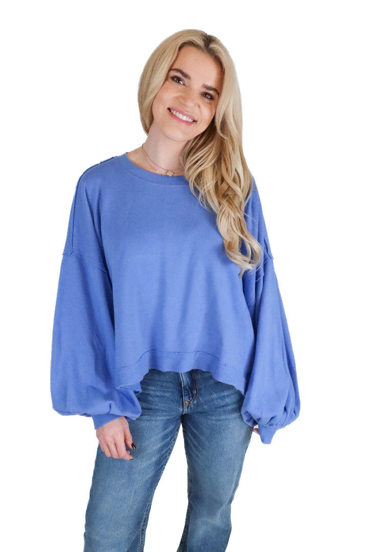 free people blue oversized pullover (s)