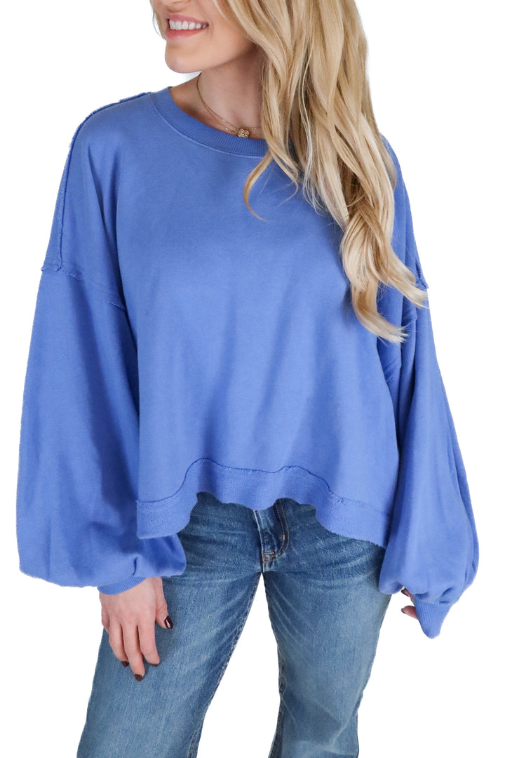 free people blue oversized pullover (s)