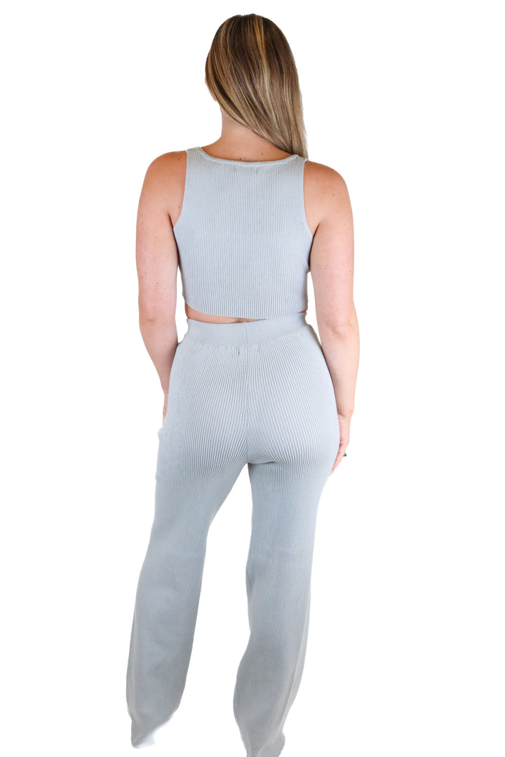 Boohoo Grey Ribbed Knit Set NWT (S)