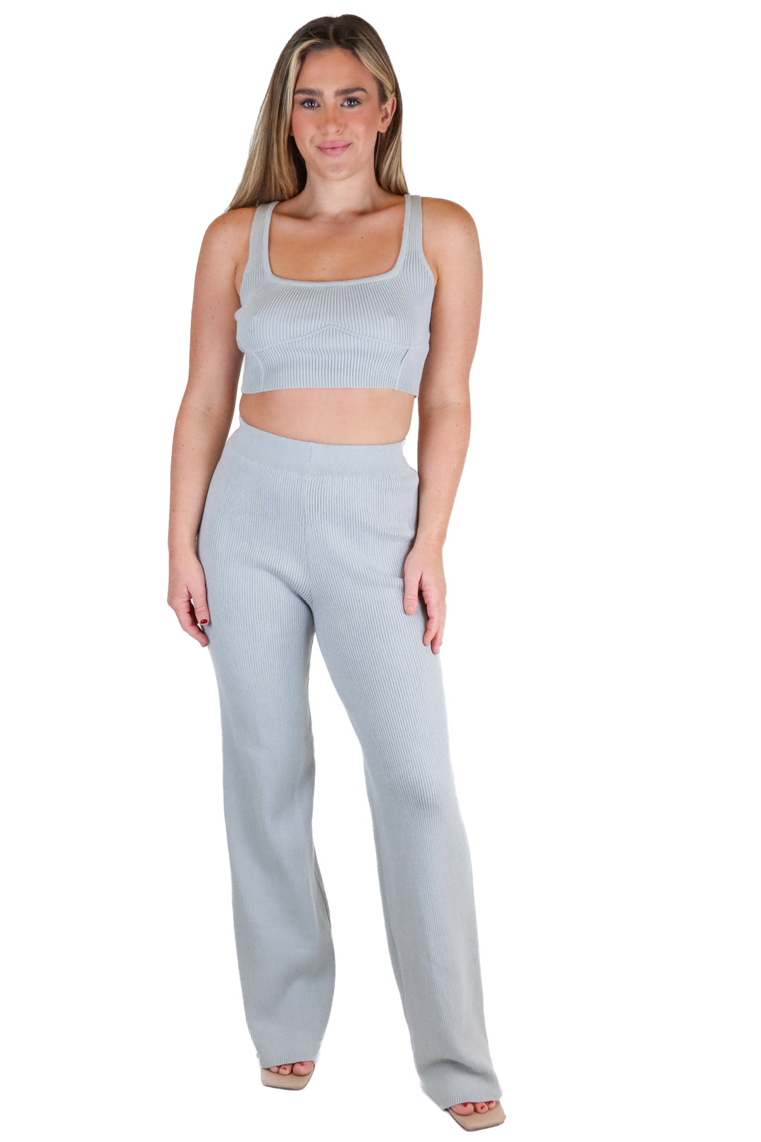 Boohoo Grey Ribbed Knit Set NWT (S)
