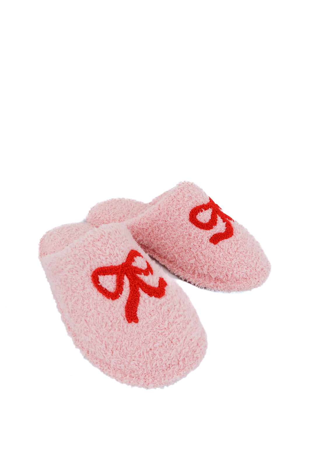 staykation pink fuzzy slippers (m)