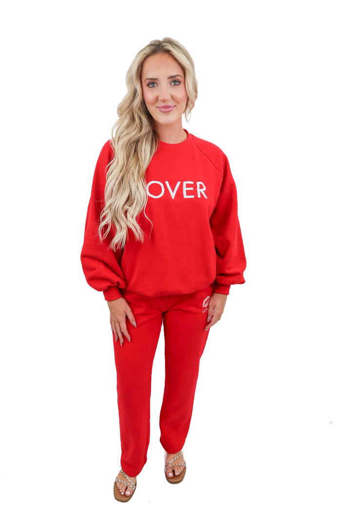 kittenish red lover sweat set (s; retail $125)