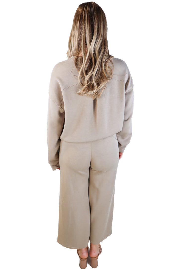 Spanx taupe air essentials lounge set (s; retails for $228)