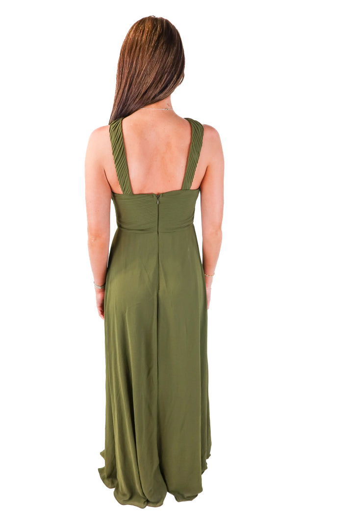 lulus green pleated maxi dress (s; retail $98)