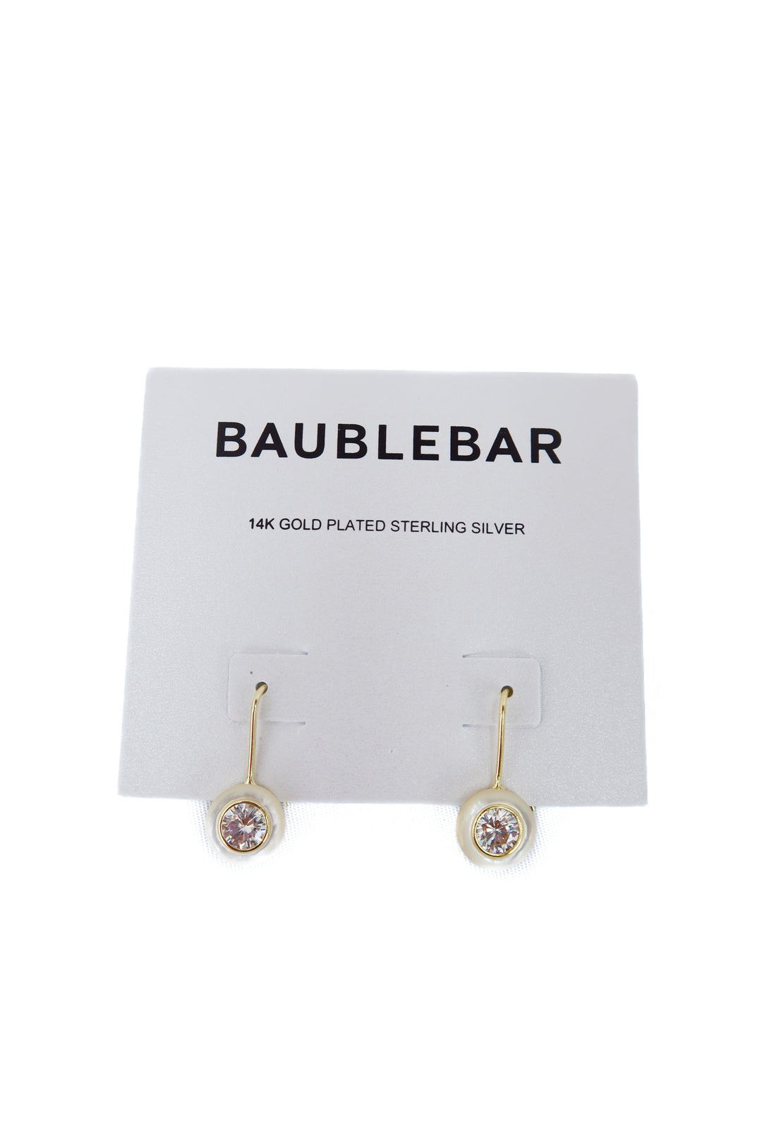 baublebar 14k gold plated sterling silver clear/white earrings (retail $68)