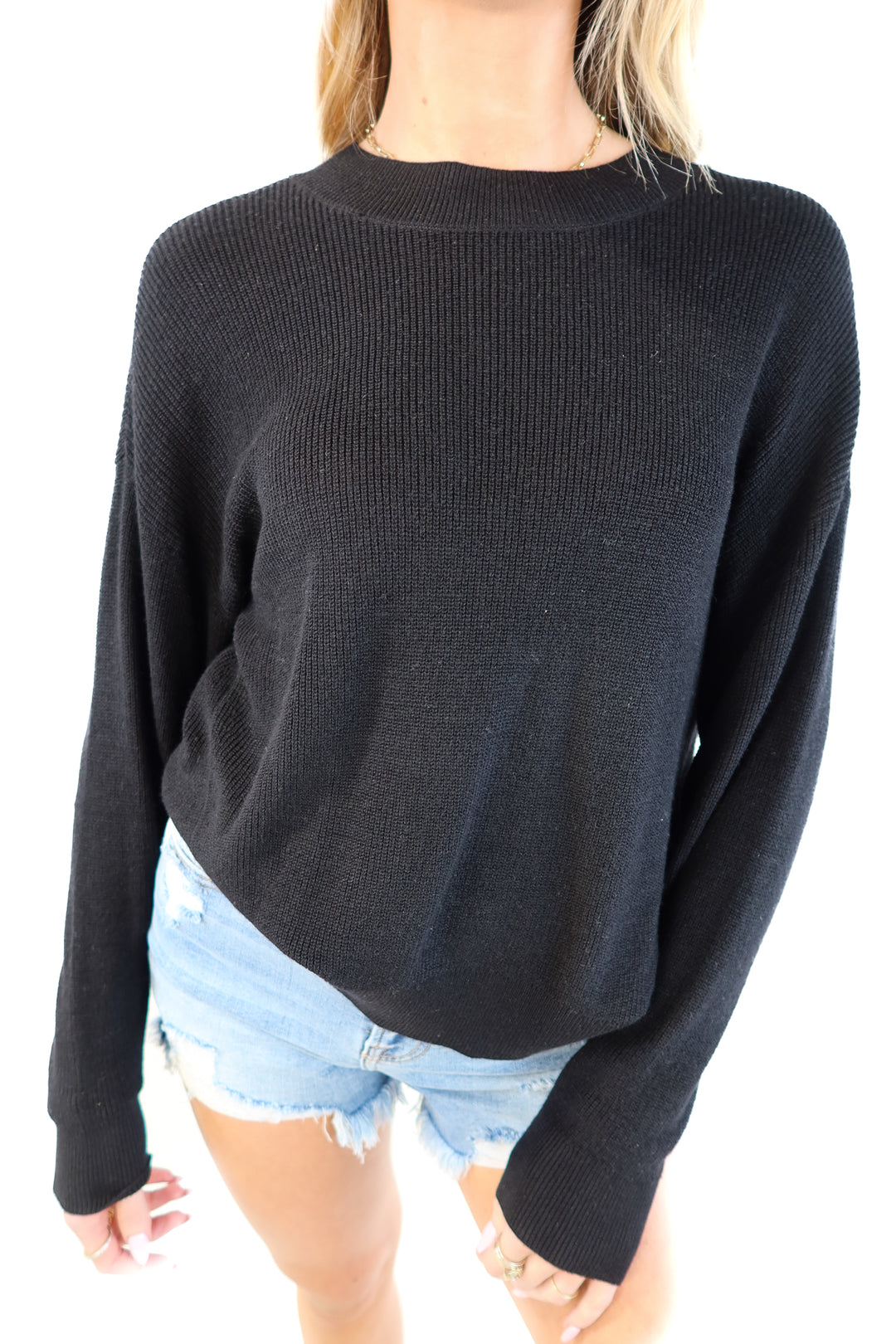 BP Black Oversized Sweater Top (XXS)