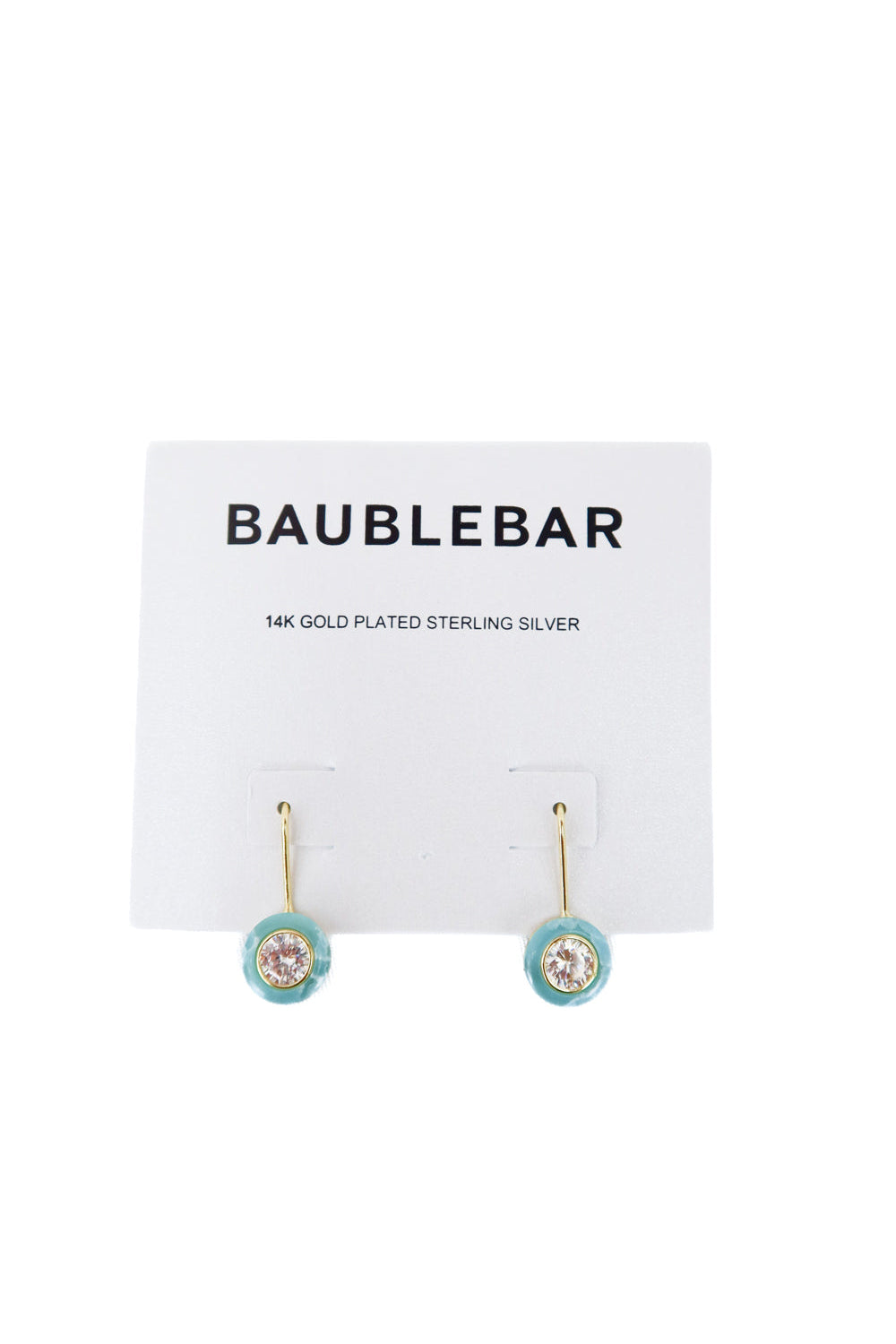 baublebar 14k gold plated sterling silver clear/turquoise earrings (retail $68)