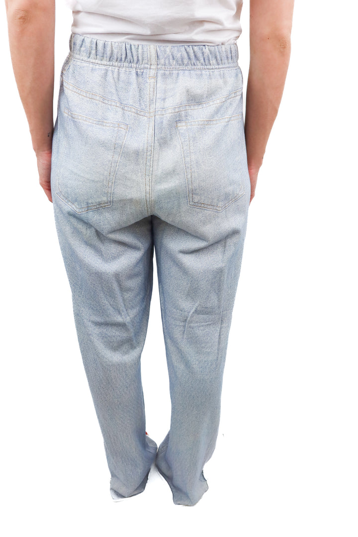 Elan lightwash printed denim sweatpants NWT (S)