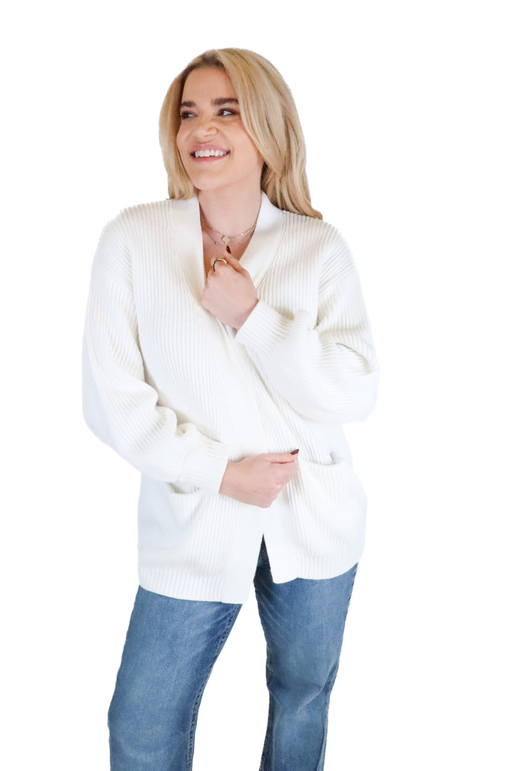 Quince white oversized cardigan (s; retail $49.90)