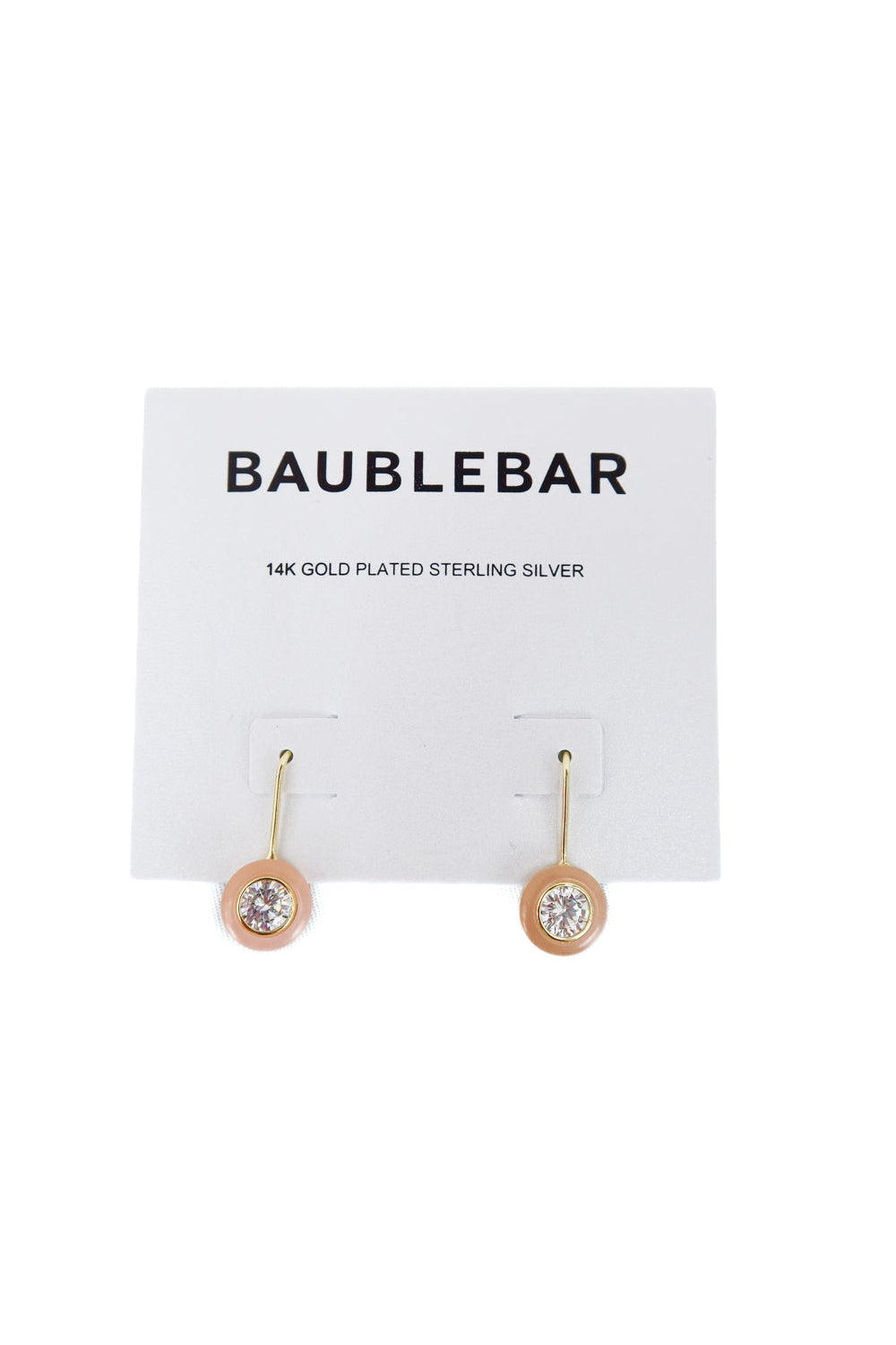 baublebar 14k gold plated sterling silver clear/pink earrings (retail $68)