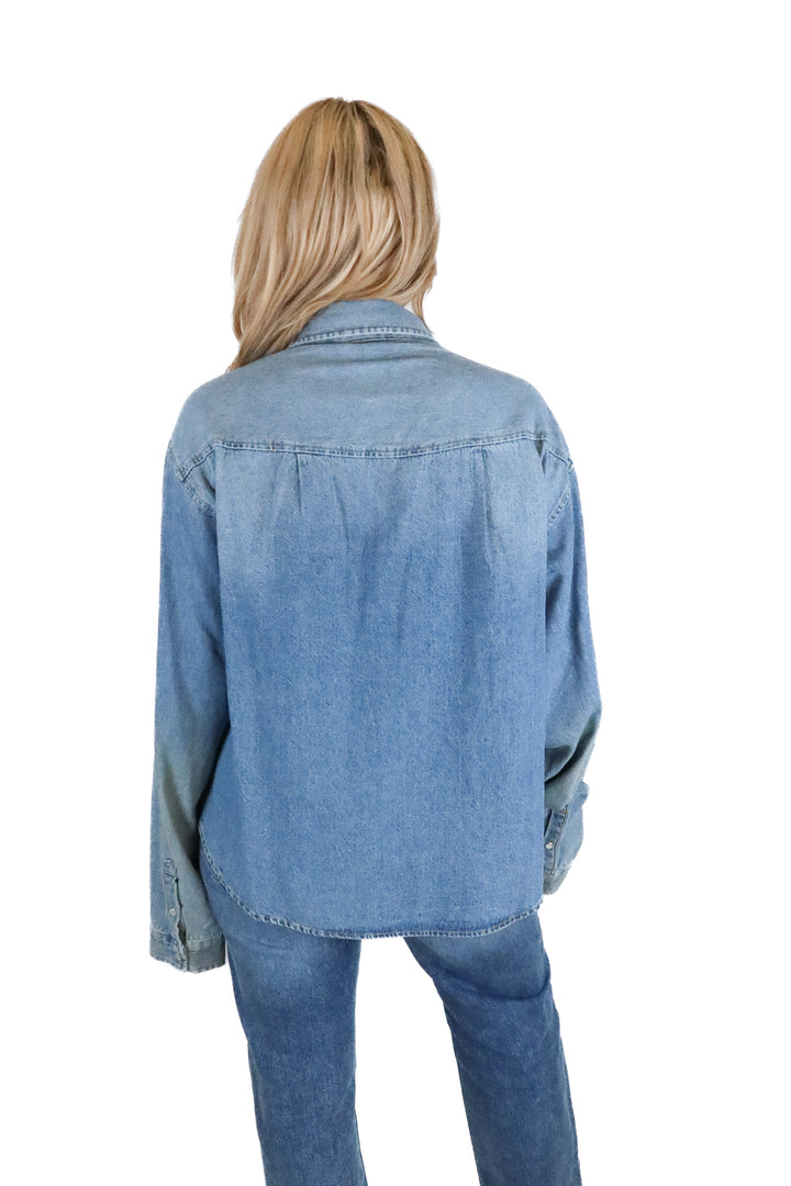 Elwood medium wash denim button down (M; retails for $85)