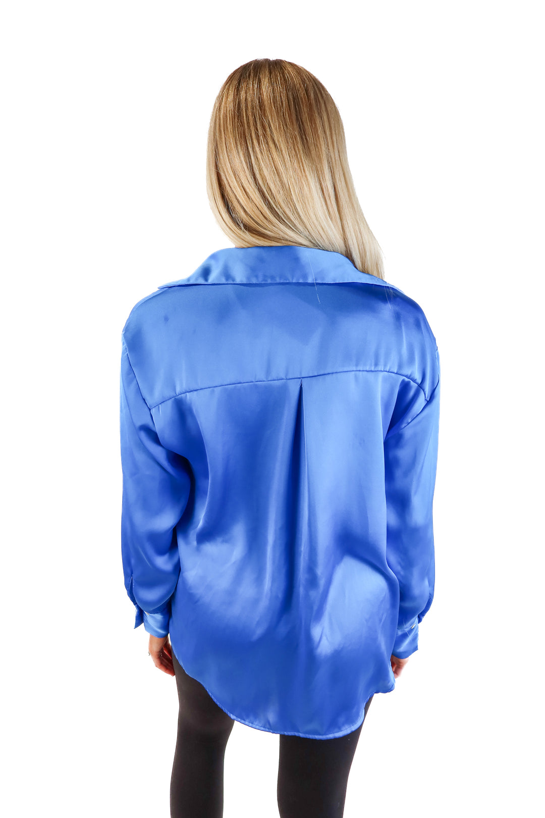 Zara blue satin button up shirt (s; retails for $45.90)