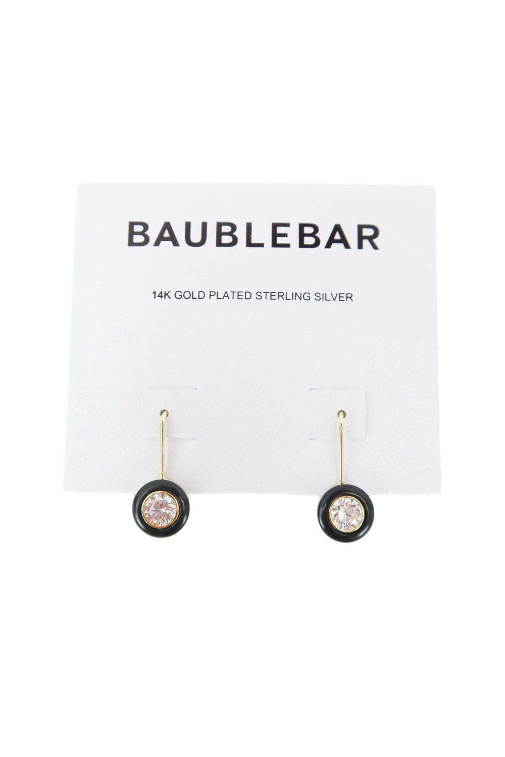 baublebar 14k gold plated sterling silver clear/black earrings (retail $68)