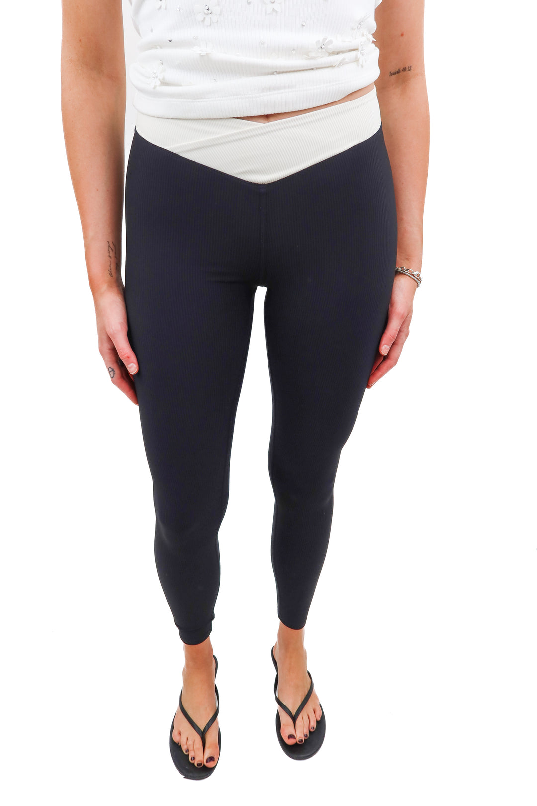 kittenish black/white ribbed leggings (s; retail $58)