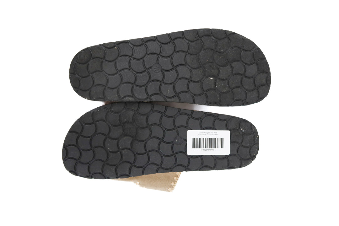 krush taupe slip on sandal (7; retail $32)