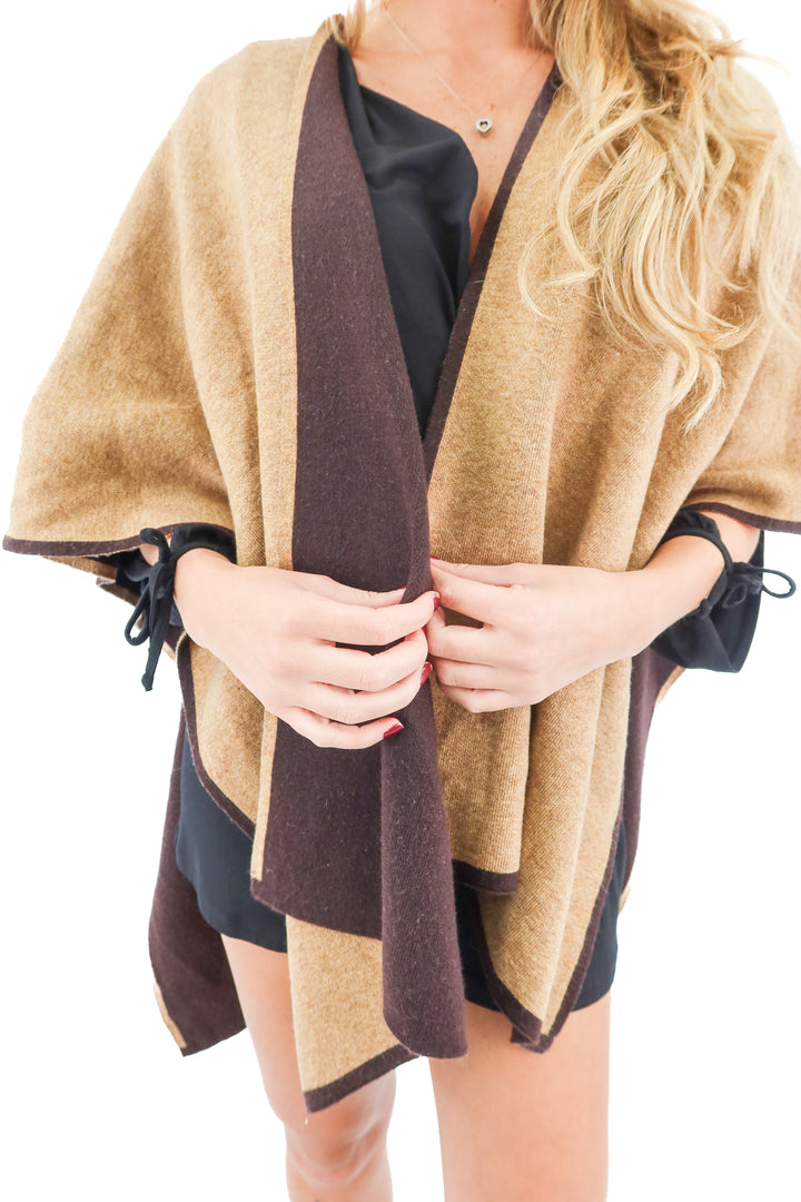 kerisma brown knit shawl (OS)