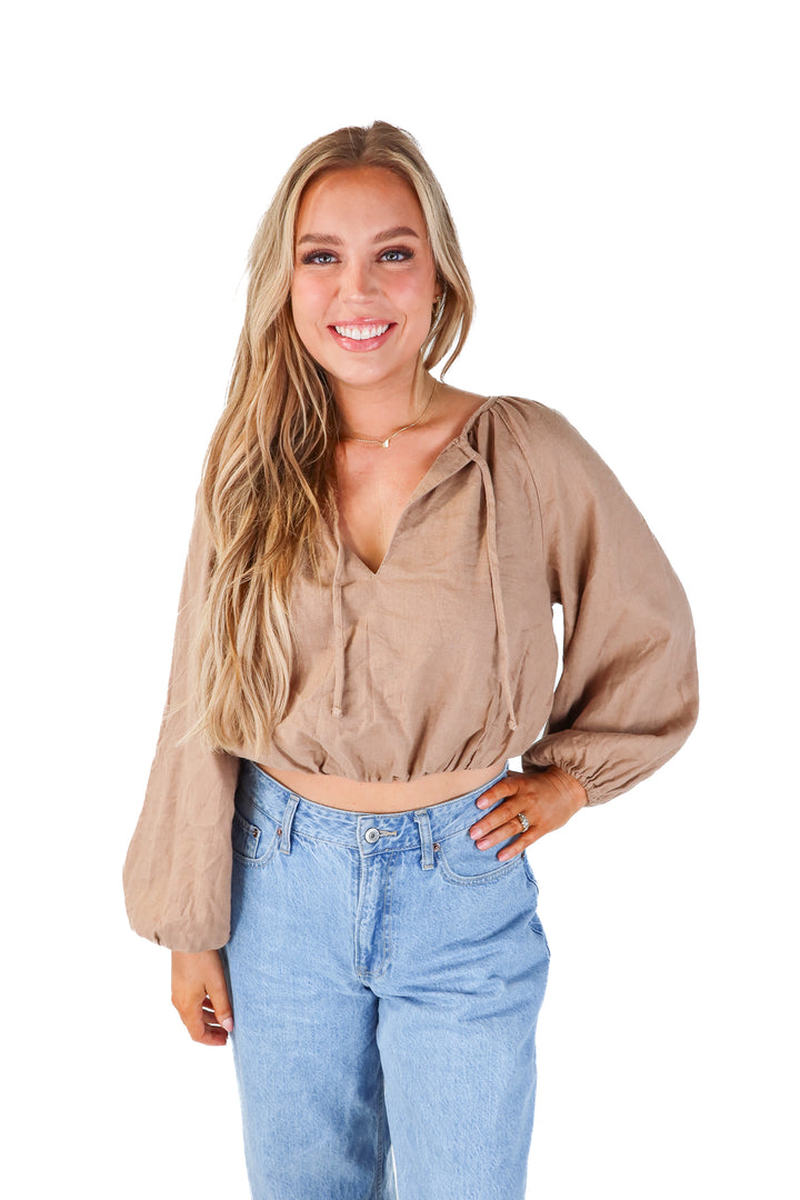 abercrombie & fitch brown cinched top (m)