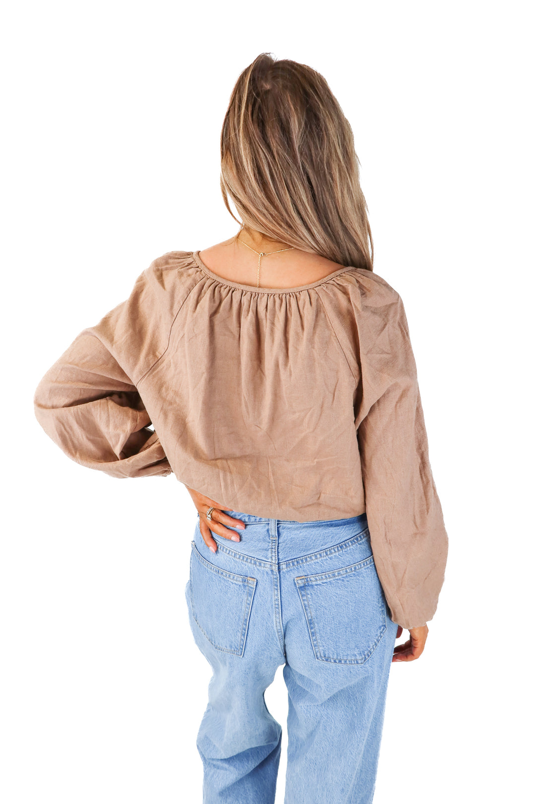 abercrombie & fitch brown cinched top (m)