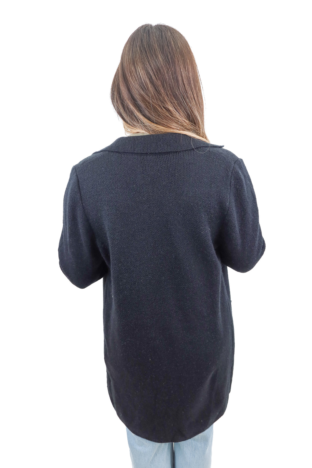 black knit long cardigan (m)